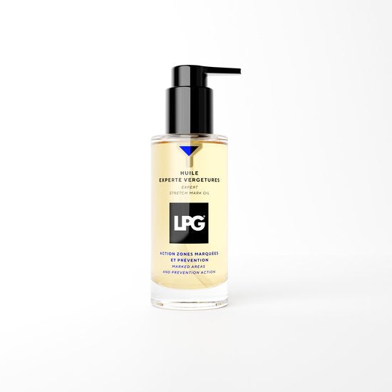 LPG Stretch Mark Oil flesje – 100% natuurlijke olie tegen striemen, geschikt tijdens zwangerschap, voedt en verstevigt de huid.