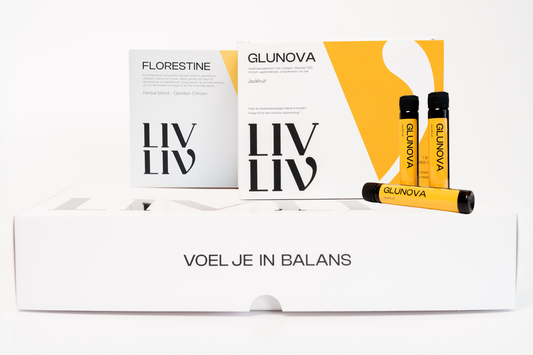 Drinkbare Glunova shot met collageen, chroom en appelciderazijn voor bloedsuikerbalans