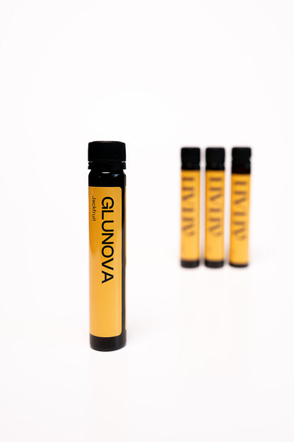 Drinkbare Glunova shot met collageen, chroom en appelciderazijn voor bloedsuikerbalans