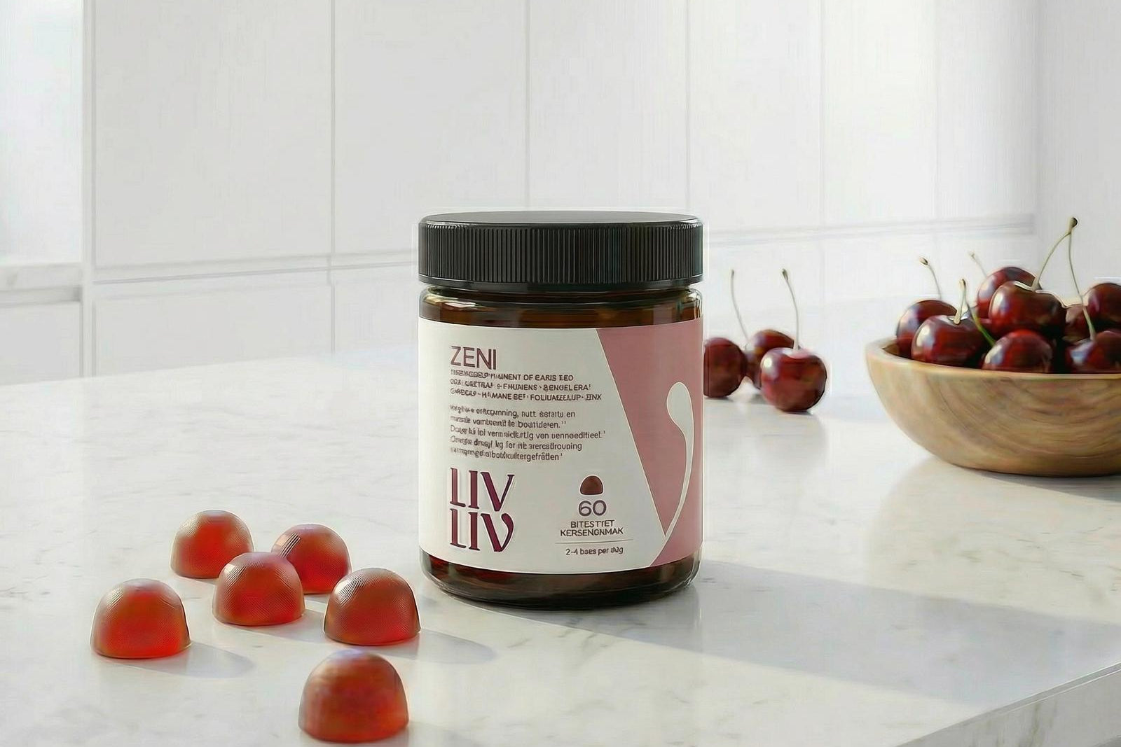 Een pot ZENI gummies van LIVLIV Lifestyle
