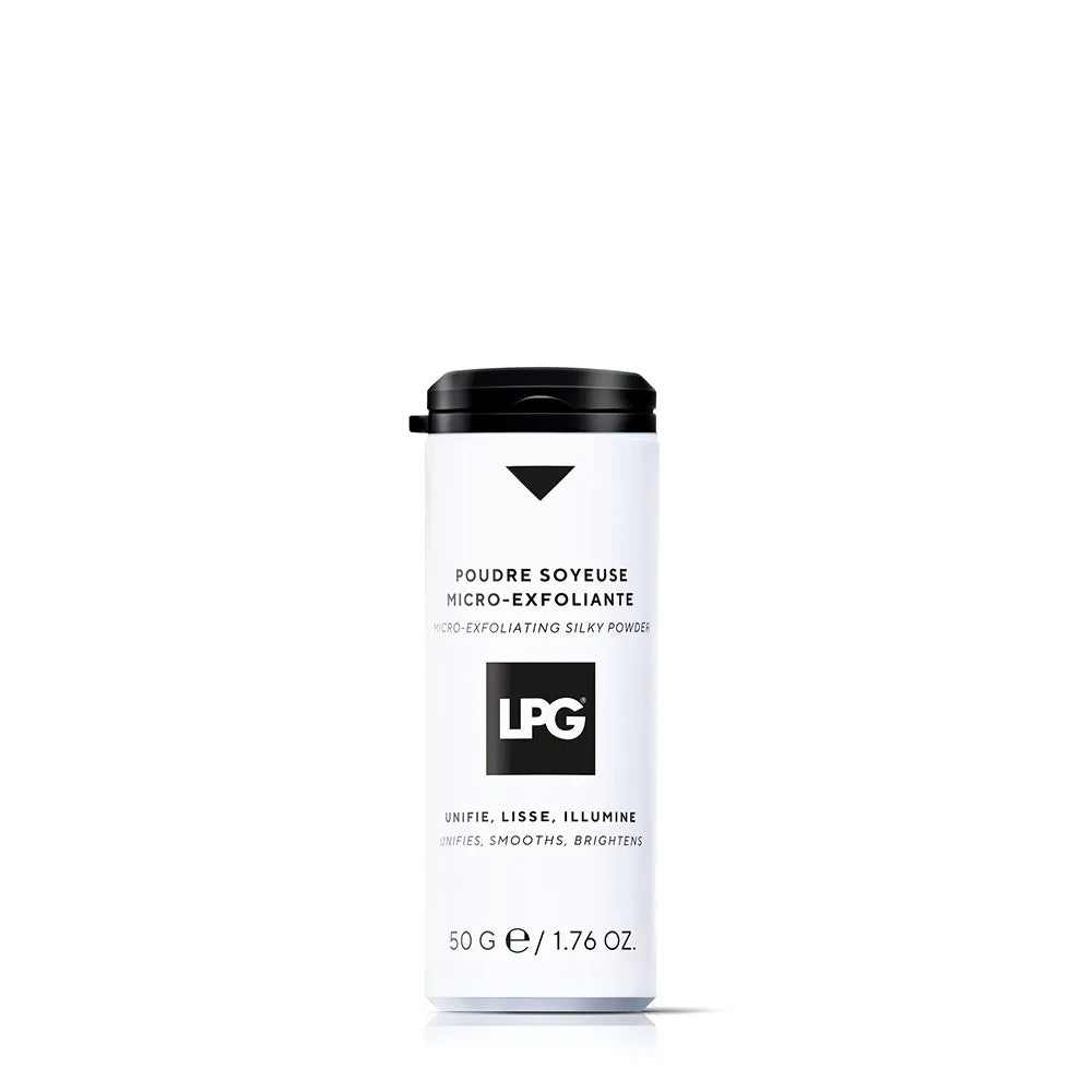 LPG Micro-Exfoliating Silky Powder in witte verpakking – luxe gezichtsscrubpoeder voor stralende huid”